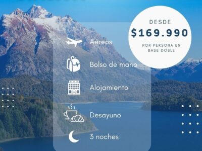 Oferta de viaje, Bariloche, Montañas, Lagos, Aventura, Descuento, Viaje económico, Naturaleza, Actividades al aire libre, Reserva turística.